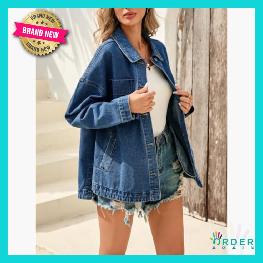 Oversized Denim Jacket Button Down Shacket Boyfri… - image 5